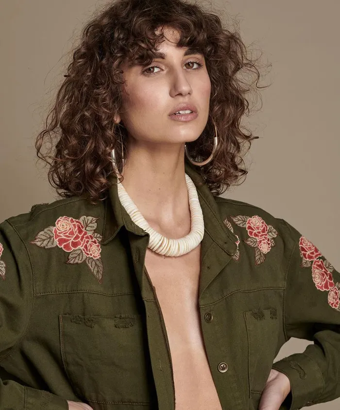 Women One Teaspoon Shirts OLIVE WILD ROSE MILITARY SHIRT Women One Teaspoon Shirts OLIVE WILD ROSE MILITARY SHIRT
