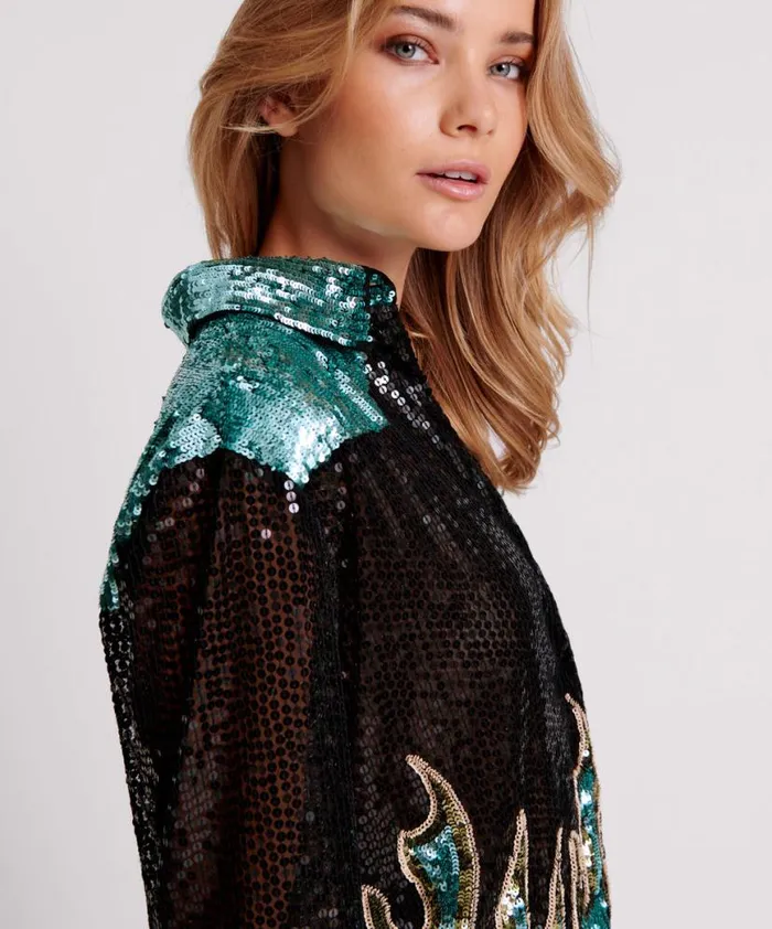 Women One Teaspoon Shirts ON FIRE HAND SEQUIN WESTERN SHIRT