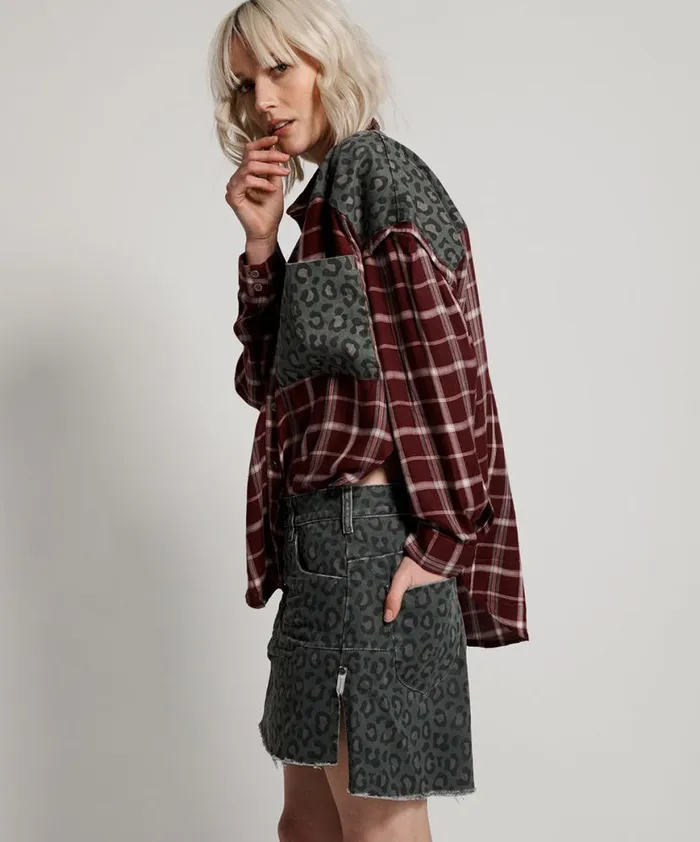 Women One Teaspoon Shirts OXBLOOD CHECK MOTLEY SHIRT Women One Teaspoon Shirts OXBLOOD CHECK MOTLEY SHIRT