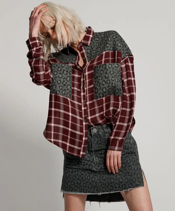 Women One Teaspoon Shirts OXBLOOD CHECK MOTLEY SHIRT Women One Teaspoon Shirts OXBLOOD CHECK MOTLEY SHIRT