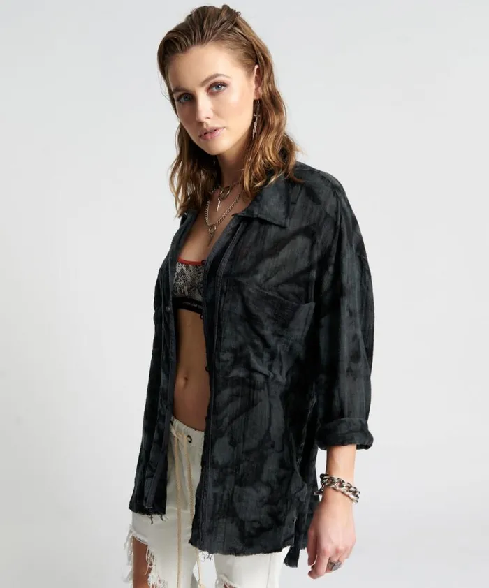 Women One Teaspoon Shirts RESONANCE MUSLIN LONGLINE SHIRT Women One Teaspoon Shirts RESONANCE MUSLIN LONGLINE SHIRT