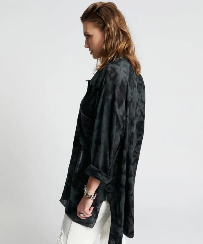 Women One Teaspoon Shirts RESONANCE MUSLIN LONGLINE SHIRT Women One Teaspoon Shirts RESONANCE MUSLIN LONGLINE SHIRT