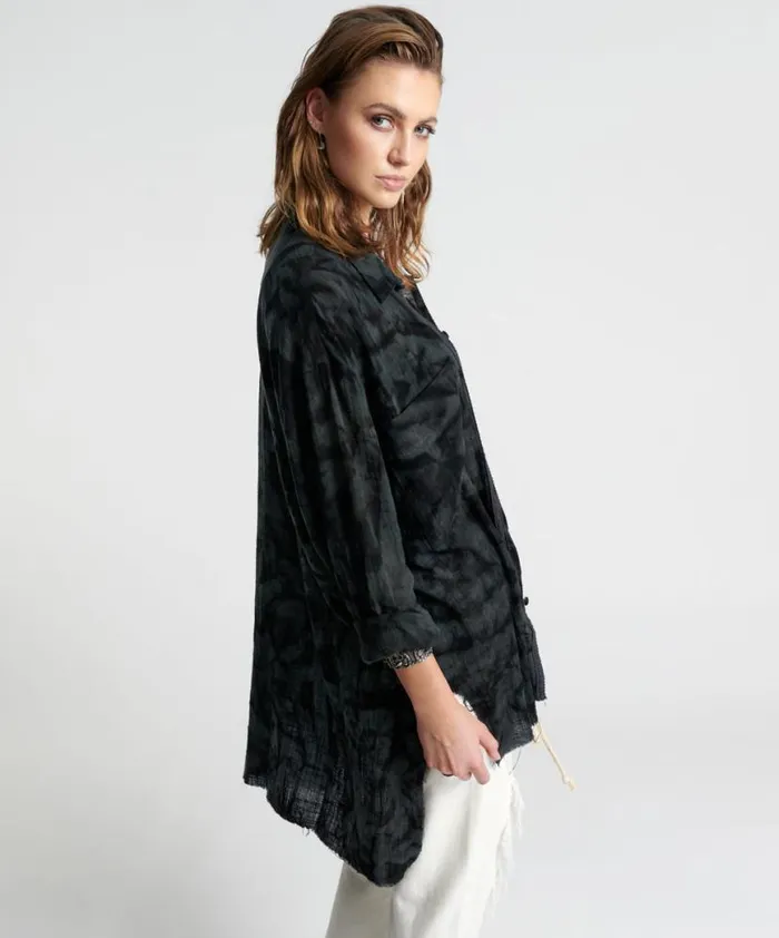 Women One Teaspoon Shirts RESONANCE MUSLIN LONGLINE SHIRT Women One Teaspoon Shirts RESONANCE MUSLIN LONGLINE SHIRT
