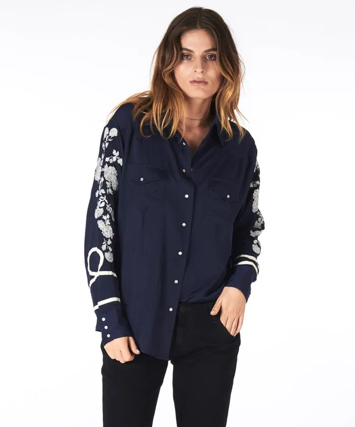Women One Teaspoon Shirts SAN CERENA SHIRT BLUE