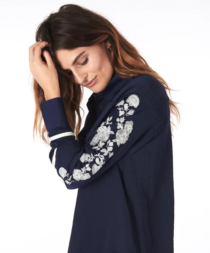 Women One Teaspoon Shirts SAN CERENA SHIRT BLUE Women One Teaspoon Shirts SAN CERENA SHIRT BLUE