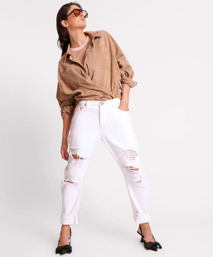 Women One Teaspoon Shirts SAND SUEDE LEATHER DARIA SHACKET Women One Teaspoon Shirts SAND SUEDE LEATHER DARIA SHACKET