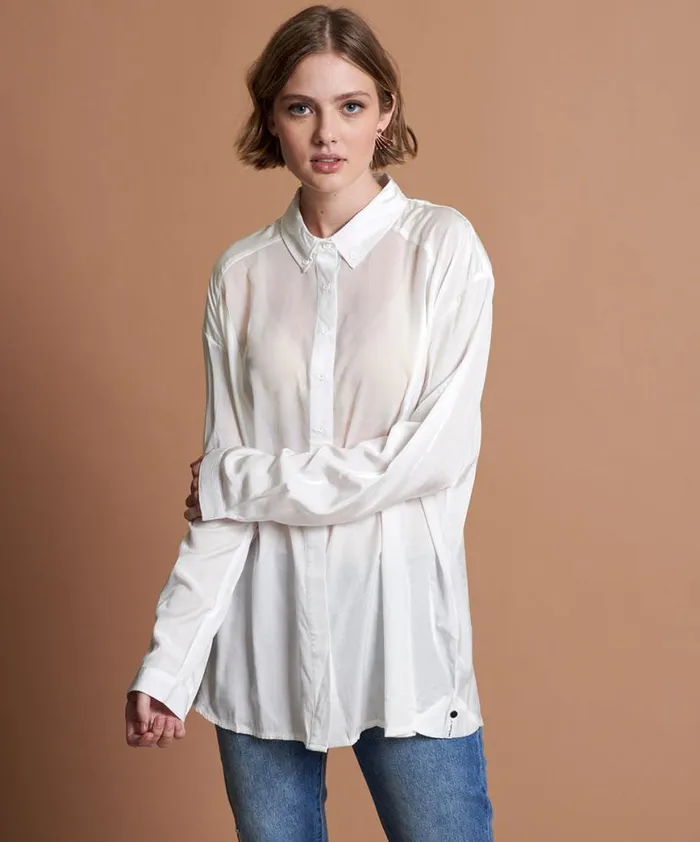 Women One Teaspoon Shirts SHEER TUX MAN SHIRT