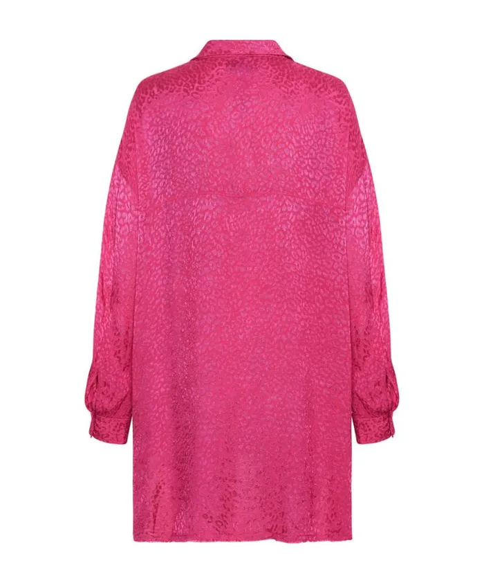 Women One Teaspoon Shirts SHOCKING PINK JACQUARD LONGLINE SHIRT Women One Teaspoon Shirts SHOCKING PINK JACQUARD LONGLINE SHIRT