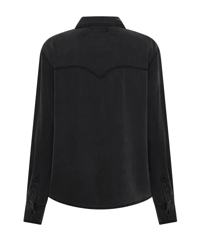 Women One Teaspoon Shirts SOFT BLACK TENCEL WESTERN SHIRT Women One Teaspoon Shirts SOFT BLACK TENCEL WESTERN SHIRT