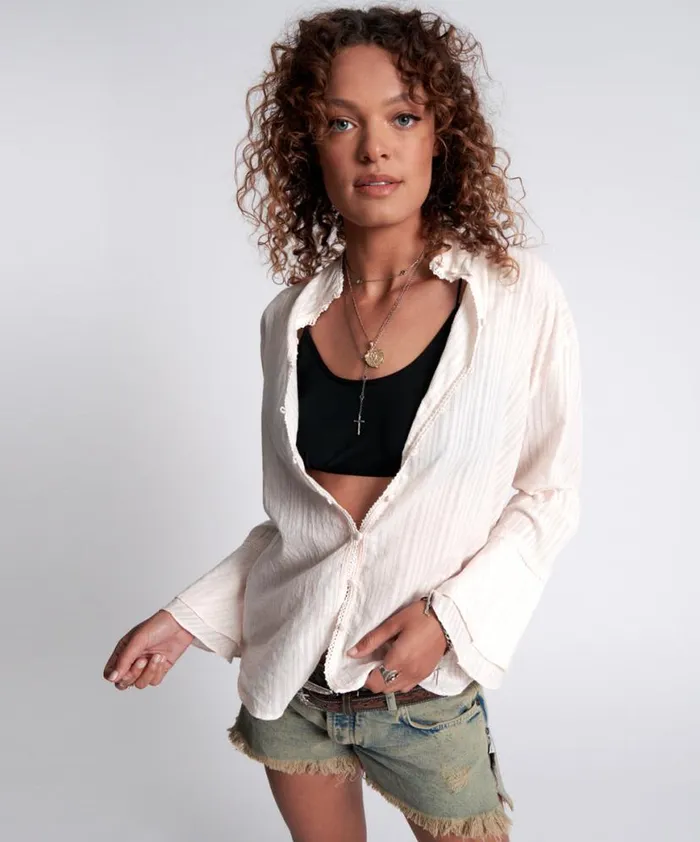 Women One Teaspoon Shirts STRIPE FANTASIE SHIRT