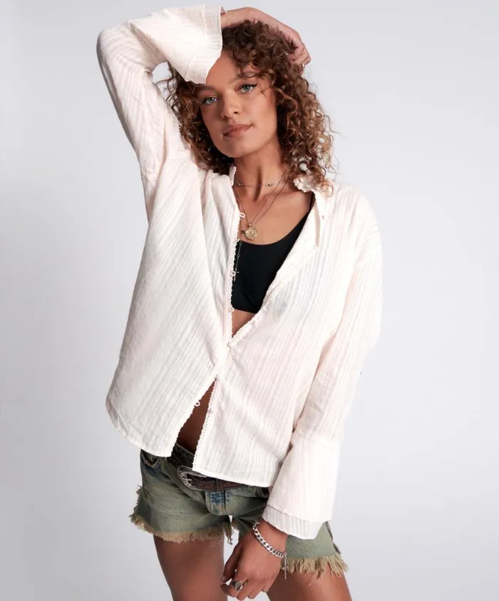 Women One Teaspoon Shirts STRIPE FANTASIE SHIRT Women One Teaspoon Shirts STRIPE FANTASIE SHIRT