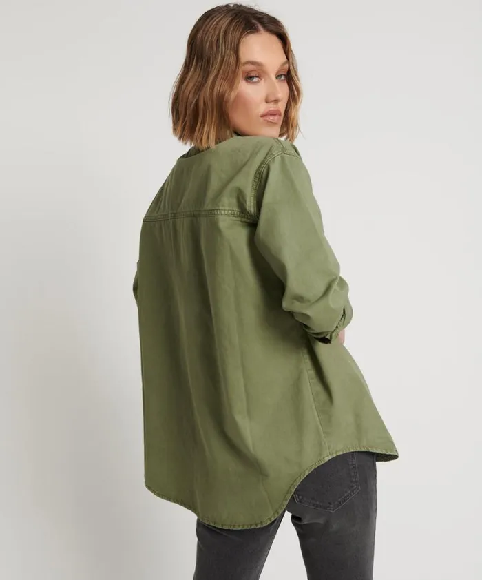 Women One Teaspoon Shirts SUPER KHAKI SOHO SHIRT Women One Teaspoon Shirts SUPER KHAKI SOHO SHIRT