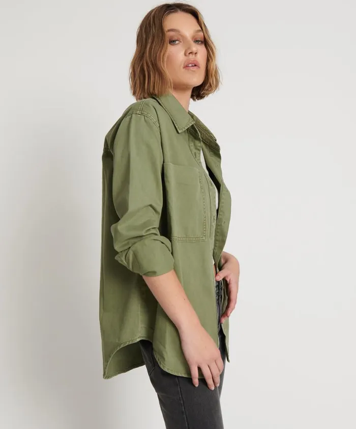 Women One Teaspoon Shirts SUPER KHAKI SOHO SHIRT Women One Teaspoon Shirts SUPER KHAKI SOHO SHIRT