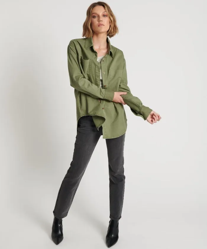 Women One Teaspoon Shirts SUPER KHAKI SOHO SHIRT Women One Teaspoon Shirts SUPER KHAKI SOHO SHIRT