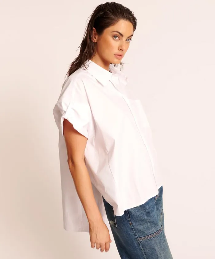 Women One Teaspoon Shirts WHITE KINGS ROAD COTTON SHIRT