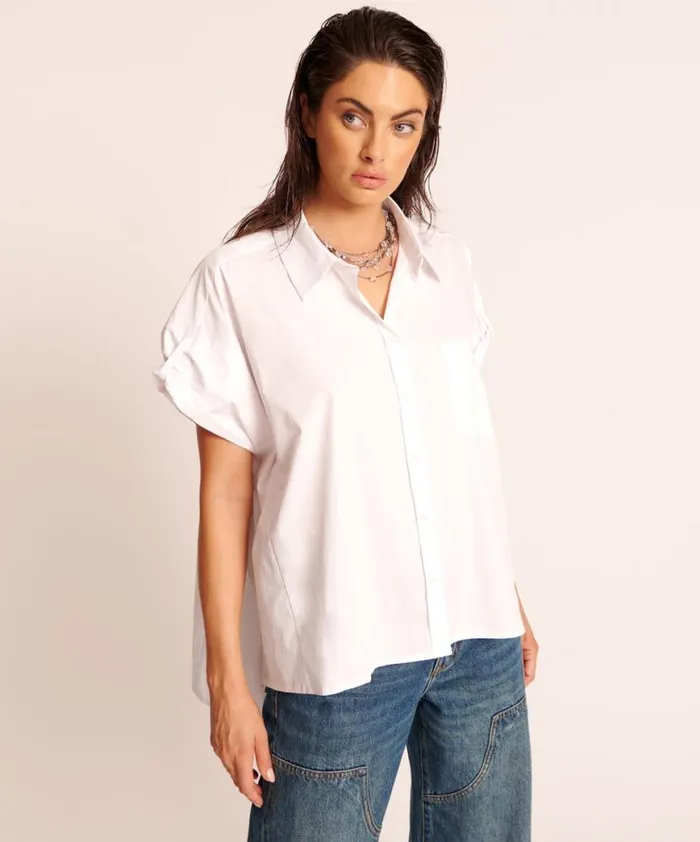 Women One Teaspoon Shirts WHITE KINGS ROAD COTTON SHIRT Women One Teaspoon Shirts WHITE KINGS ROAD COTTON SHIRT