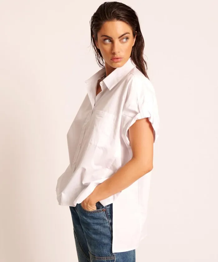 Women One Teaspoon Shirts WHITE KINGS ROAD COTTON SHIRT Women One Teaspoon Shirts WHITE KINGS ROAD COTTON SHIRT