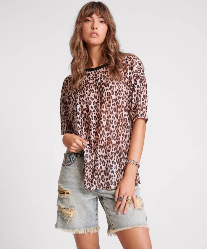 Women One Teaspoon Tees and Tanks ANIMAL MESH TEE