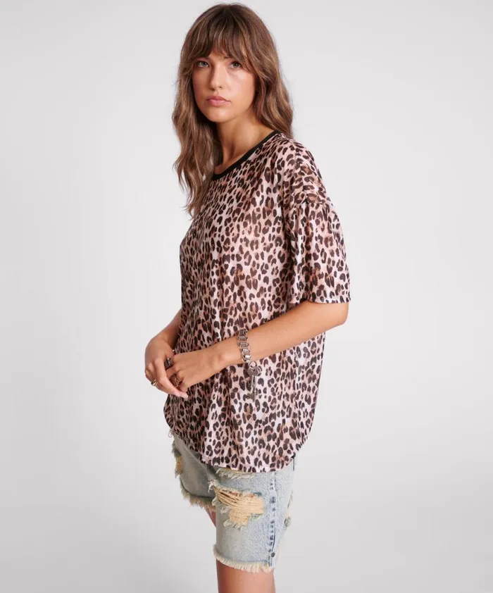 Women One Teaspoon Tees and Tanks ANIMAL MESH TEE Women One Teaspoon Tees and Tanks ANIMAL MESH TEE