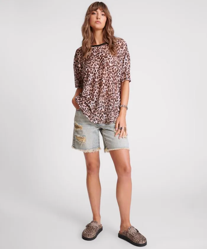 Women One Teaspoon Tees and Tanks ANIMAL MESH TEE Women One Teaspoon Tees and Tanks ANIMAL MESH TEE