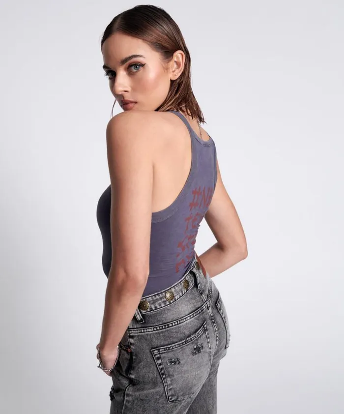 Women One Teaspoon Tees and Tanks BAMBOO LOGO LONGLINE RALLY TANK Women One Teaspoon Tees and Tanks BAMBOO LOGO LONGLINE RALLY TANK