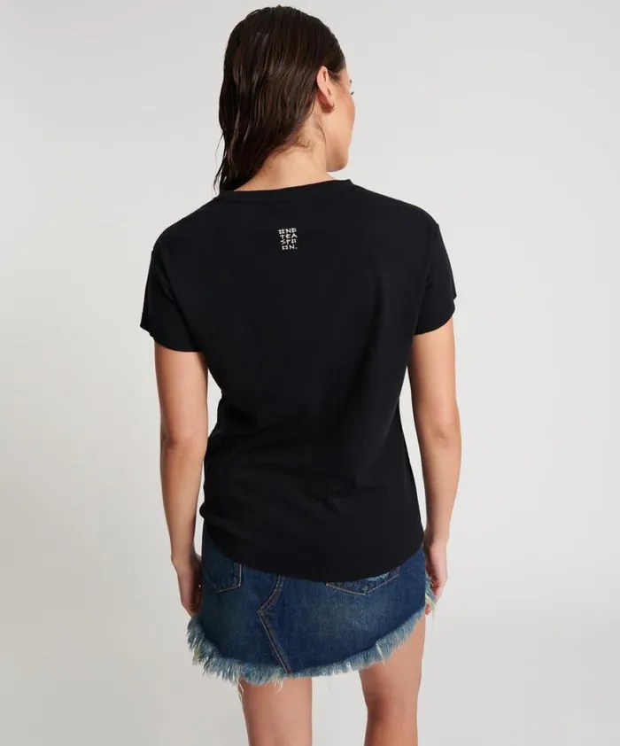 Women One Teaspoon Tees and Tanks BLACK DEEP V CUT OUT TEE Women One Teaspoon Tees and Tanks BLACK DEEP V CUT OUT TEE