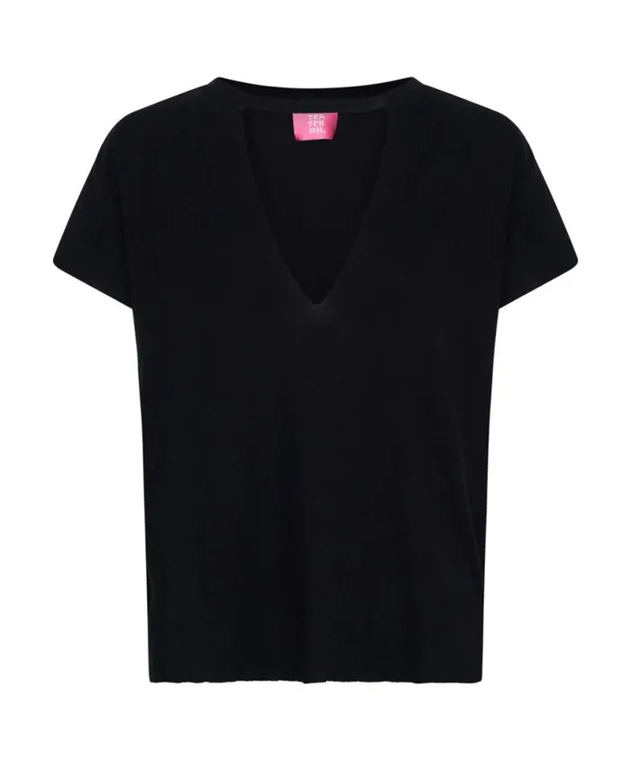 Women One Teaspoon Tees and Tanks BLACK DEEP V CUT OUT TEE Women One Teaspoon Tees and Tanks BLACK DEEP V CUT OUT TEE
