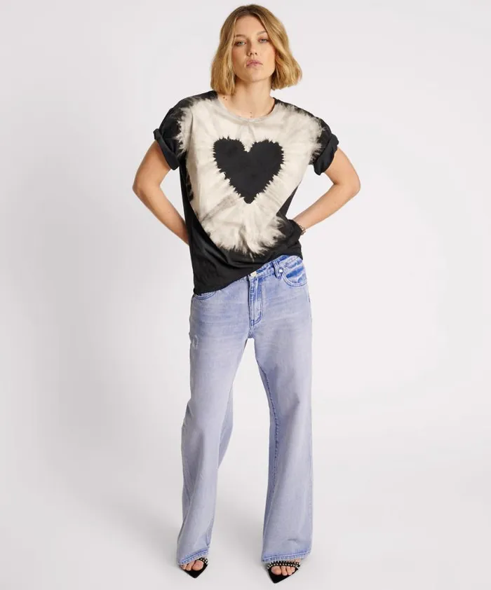 Women One Teaspoon Tees and Tanks BLACK HEART TIE DYE UNISEX TEE Women One Teaspoon Tees and Tanks BLACK HEART TIE DYE UNISEX TEE
