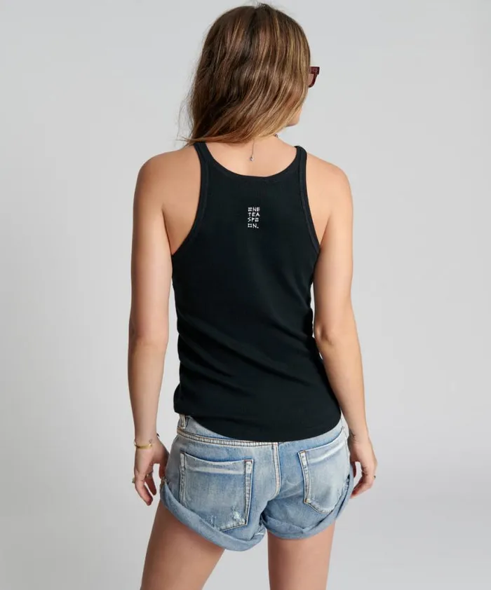 Women One Teaspoon Tees and Tanks BLACK ONE TEASPOON BASIC SINGLET Women One Teaspoon Tees and Tanks BLACK ONE TEASPOON BASIC SINGLET