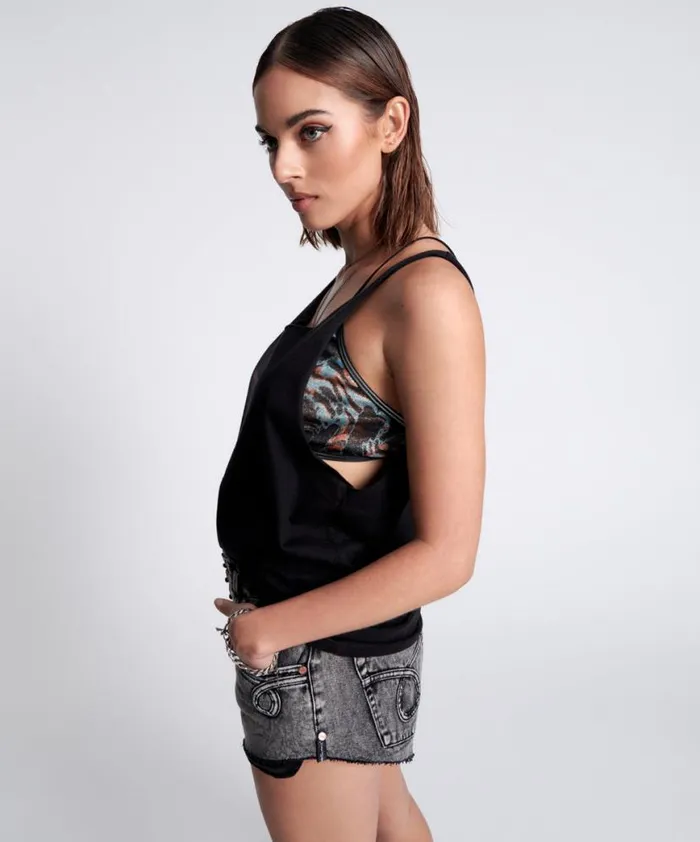 Women One Teaspoon Tees and Tanks BLACK STONE ORGANIC LOGO BARELY THERE TANK Women One Teaspoon Tees and Tanks BLACK STONE ORGANIC LOGO BARELY THERE TANK