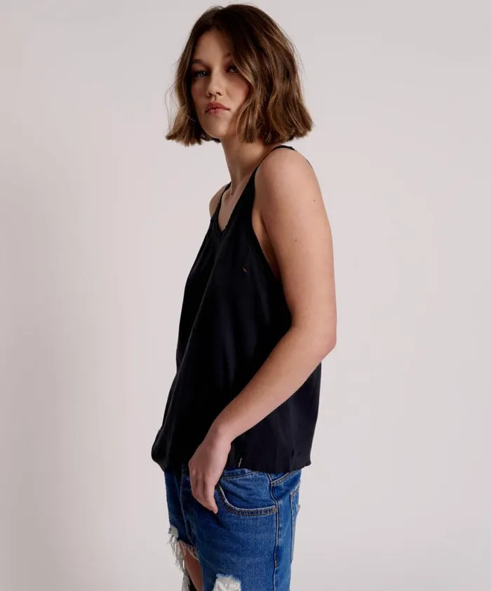 Women One Teaspoon Tees and Tanks BLACK STONE RIBBED DISTRESSED DADDIO SINGLET Women One Teaspoon Tees and Tanks BLACK STONE RIBBED DISTRESSED DADDIO SINGLET