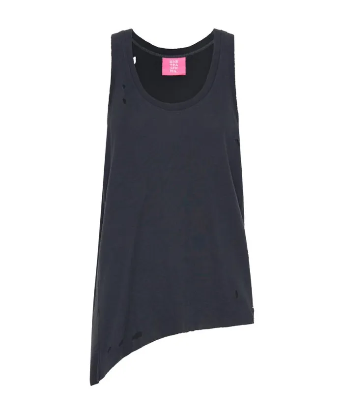 Women One Teaspoon Tees and Tanks BLACK STONE RIBBED DISTRESSED DADDIO SINGLET Women One Teaspoon Tees and Tanks BLACK STONE RIBBED DISTRESSED DADDIO SINGLET