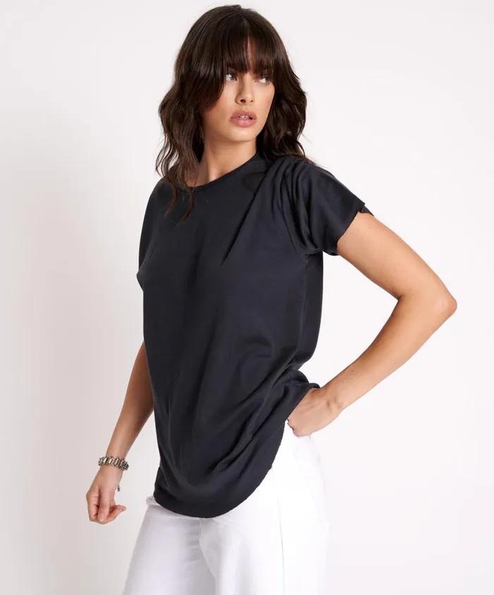 Women One Teaspoon Tees and Tanks BLACK STONE RIBBED UNISEX TEE Women One Teaspoon Tees and Tanks BLACK STONE RIBBED UNISEX TEE