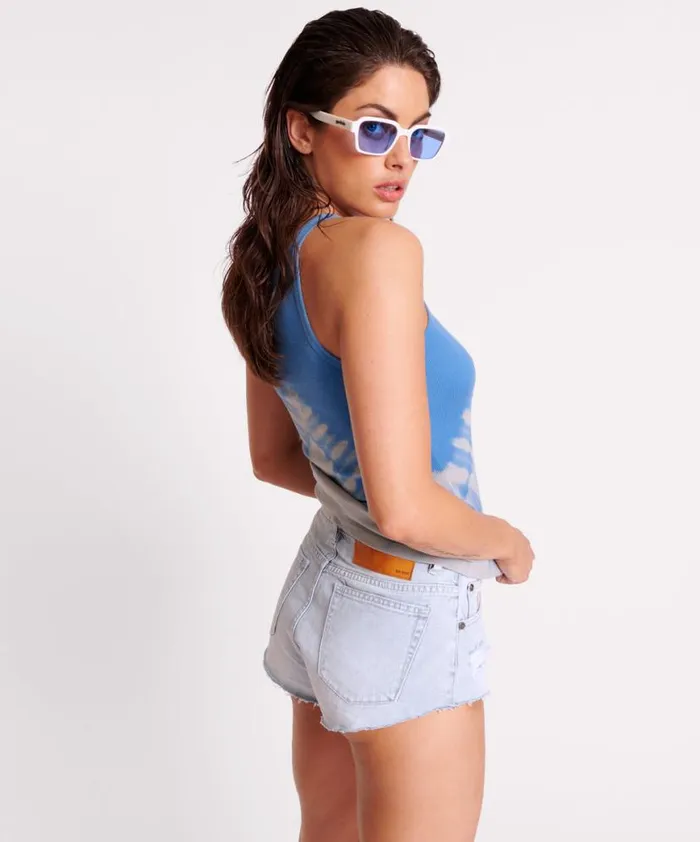Women One Teaspoon Tees and Tanks BLUE XRAY ONE TEASPOON RIB SINGLET Women One Teaspoon Tees and Tanks BLUE XRAY ONE TEASPOON RIB SINGLET
