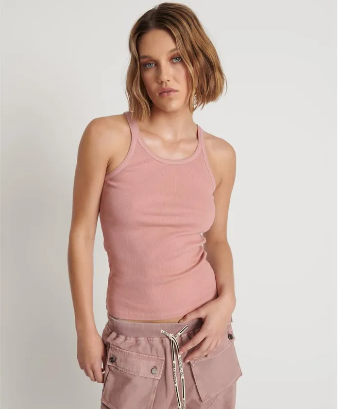 Women One Teaspoon Tees and Tanks BLUSH BAMBOO LOGO SINGLET