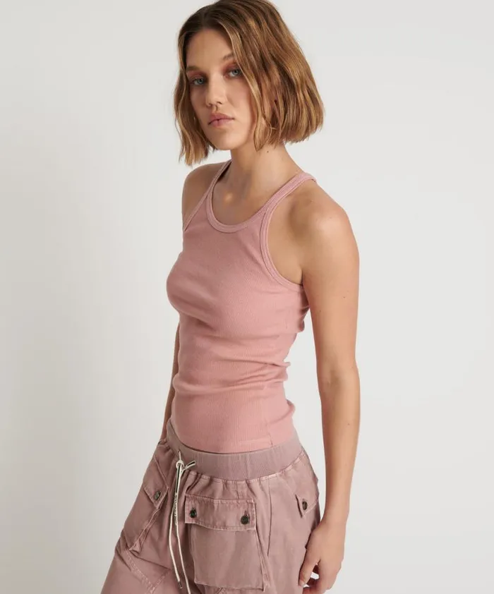Women One Teaspoon Tees and Tanks BLUSH BAMBOO LOGO SINGLET Women One Teaspoon Tees and Tanks BLUSH BAMBOO LOGO SINGLET