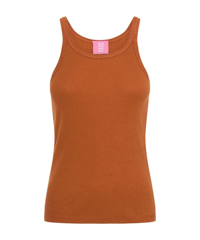 Women One Teaspoon Tees and Tanks BURNT ORANGE RIBBED TANK TOP Women One Teaspoon Tees and Tanks BURNT ORANGE RIBBED TANK TOP