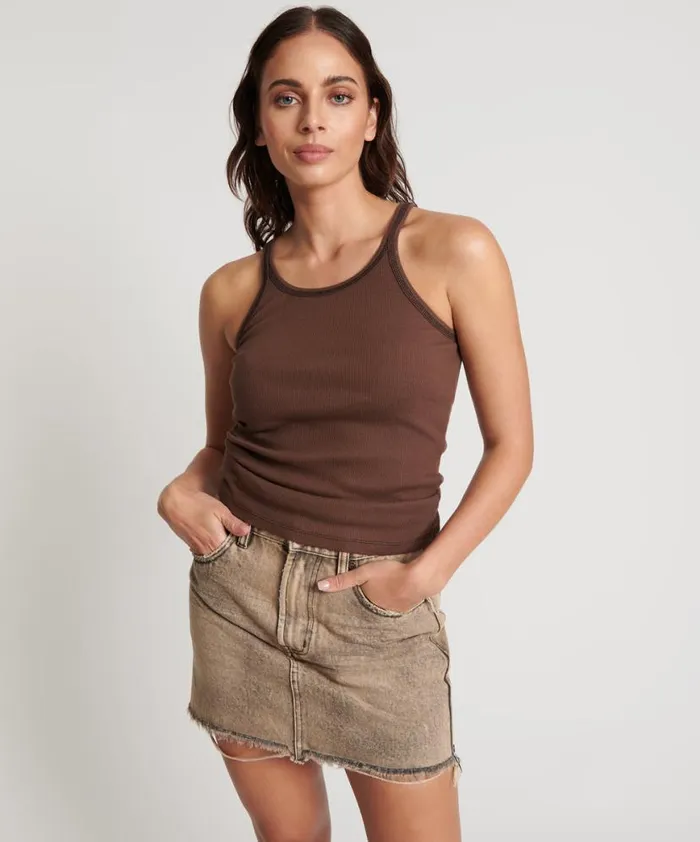 Women One Teaspoon Tees and Tanks COCOA RIBBED TANK TOP