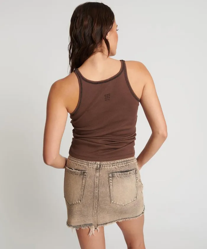 Women One Teaspoon Tees and Tanks COCOA RIBBED TANK TOP Women One Teaspoon Tees and Tanks COCOA RIBBED TANK TOP