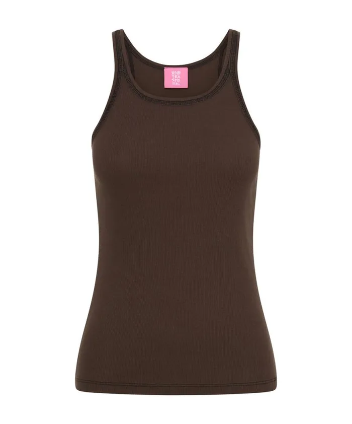 Women One Teaspoon Tees and Tanks COCOA RIBBED TANK TOP Women One Teaspoon Tees and Tanks COCOA RIBBED TANK TOP