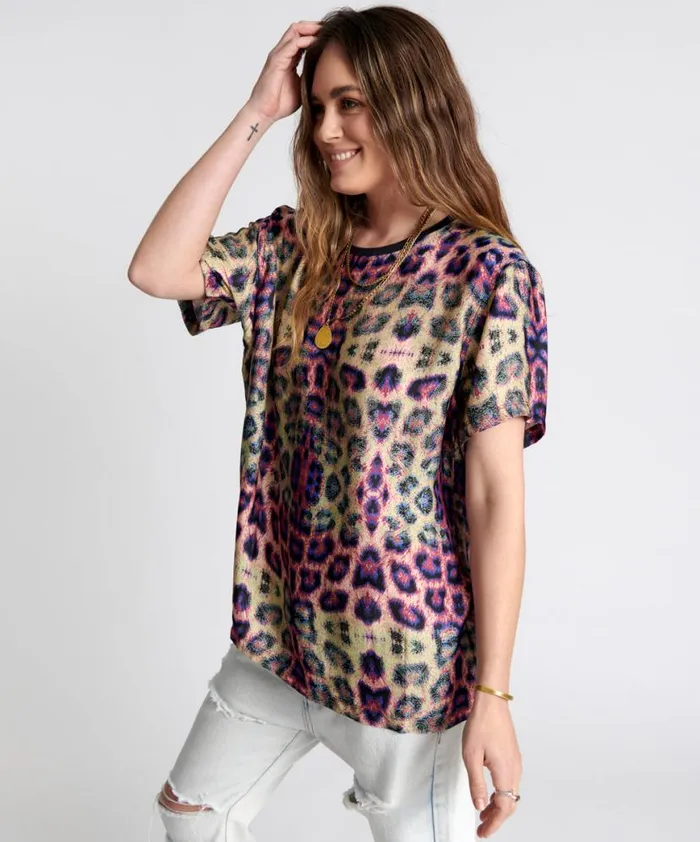Women One Teaspoon Tees and Tanks COLLISION SATIN TEE Women One Teaspoon Tees and Tanks COLLISION SATIN TEE