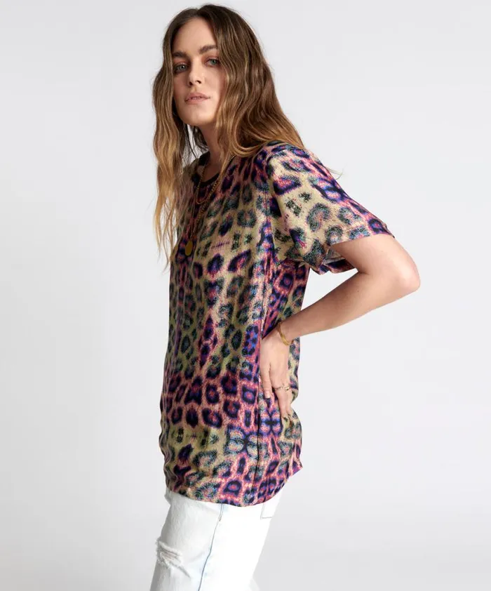 Women One Teaspoon Tees and Tanks COLLISION SATIN TEE Women One Teaspoon Tees and Tanks COLLISION SATIN TEE