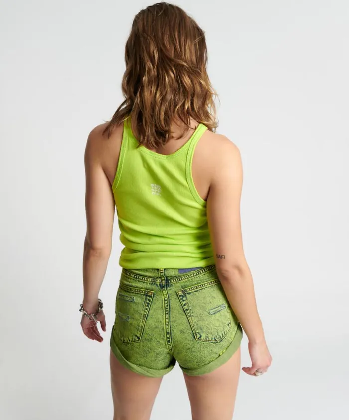 Women One Teaspoon Tees and Tanks CYBER LIME ONE TEASPOON LOGO SINGLET Women One Teaspoon Tees and Tanks CYBER LIME ONE TEASPOON LOGO SINGLET