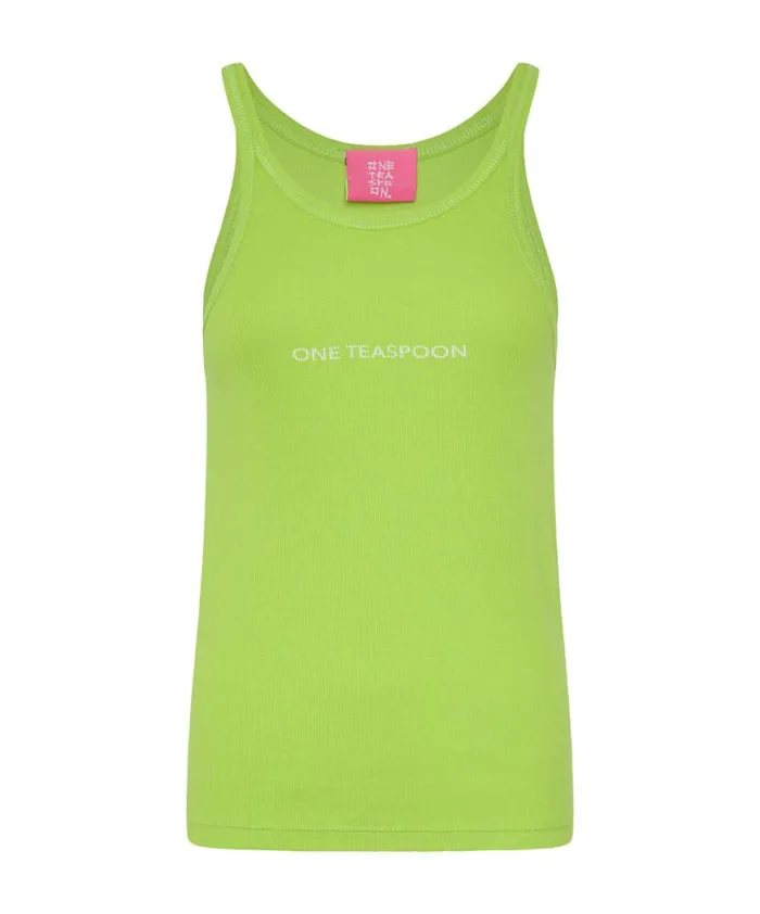 Women One Teaspoon Tees and Tanks CYBER LIME ONE TEASPOON LOGO SINGLET Women One Teaspoon Tees and Tanks CYBER LIME ONE TEASPOON LOGO SINGLET