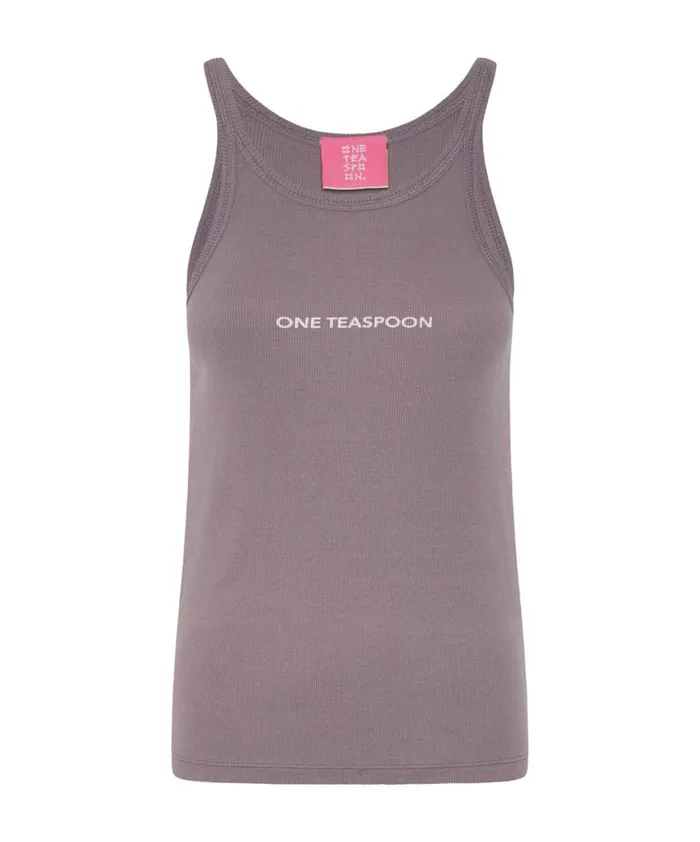 Women One Teaspoon Tees and Tanks DUSKY ONE TEASPOON LOGO SINGLET Women One Teaspoon Tees and Tanks DUSKY ONE TEASPOON LOGO SINGLET
