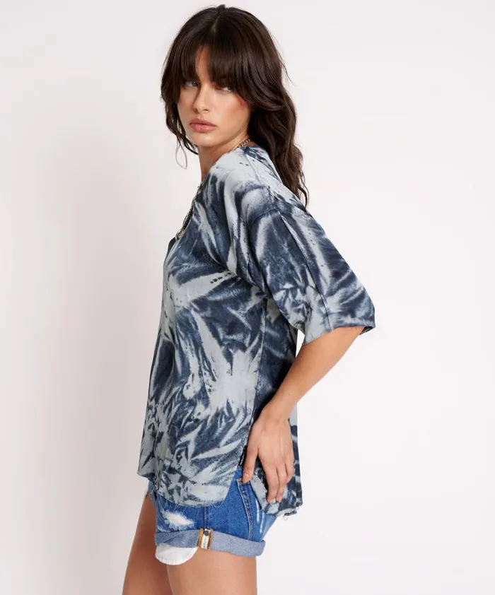 Women One Teaspoon Tees and Tanks FIRE FLIES OVERSIZED SATIN TEE Women One Teaspoon Tees and Tanks FIRE FLIES OVERSIZED SATIN TEE