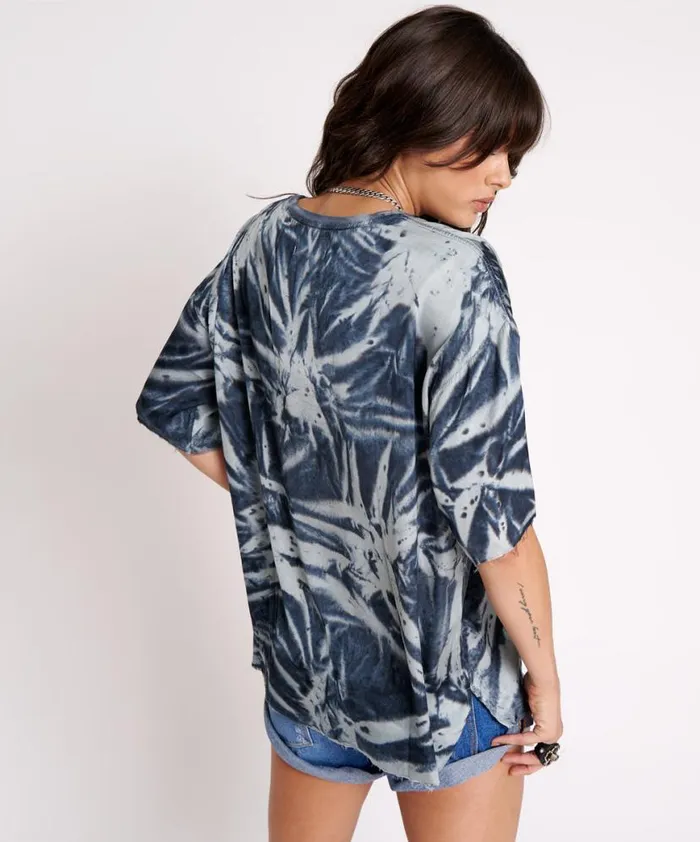 Women One Teaspoon Tees and Tanks FIRE FLIES OVERSIZED SATIN TEE Women One Teaspoon Tees and Tanks FIRE FLIES OVERSIZED SATIN TEE