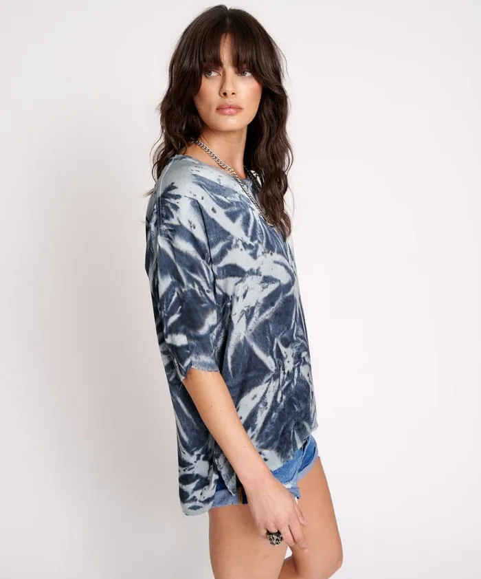 Women One Teaspoon Tees and Tanks FIRE FLIES OVERSIZED SATIN TEE Women One Teaspoon Tees and Tanks FIRE FLIES OVERSIZED SATIN TEE