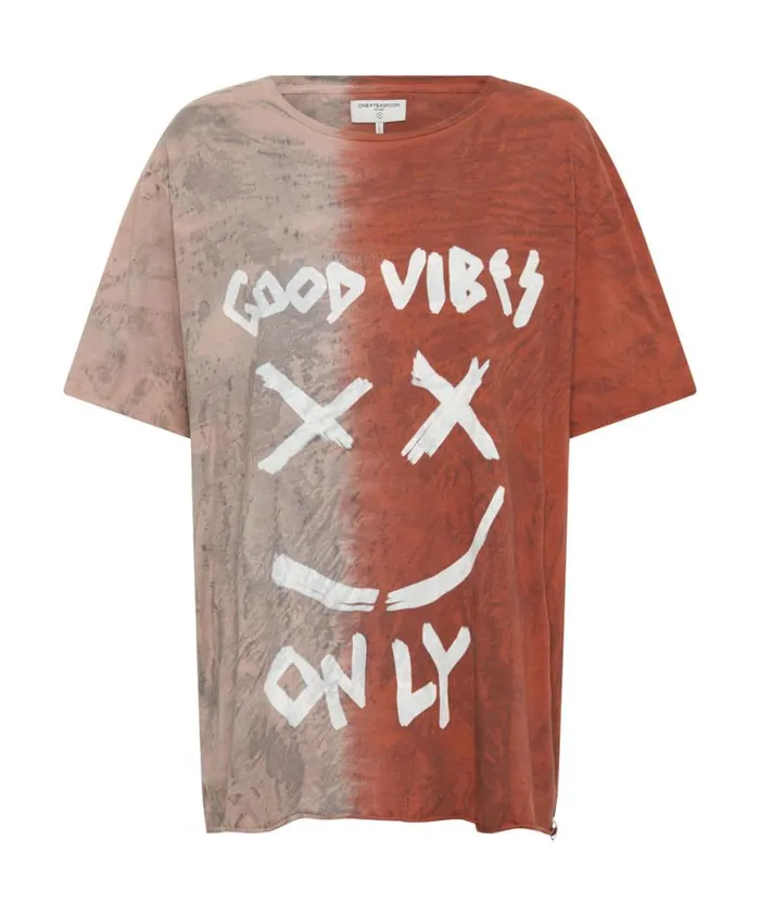 Women One Teaspoon Tees and Tanks GOOD VIBES ONLY OVERSIZED HAND DYED TEE Women One Teaspoon Tees and Tanks GOOD VIBES ONLY OVERSIZED HAND DYED TEE