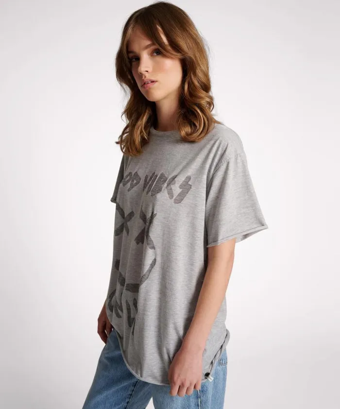 Women One Teaspoon Tees and Tanks GOOD VIBES ONLY OVERSIZED TEE Women One Teaspoon Tees and Tanks GOOD VIBES ONLY OVERSIZED TEE